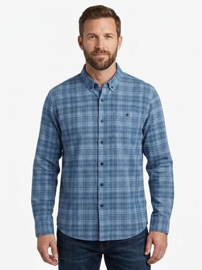 Copper & Oak Legacy Line 100%  Cotton Men's Blue Long-Sleeve Button-Down Shirt